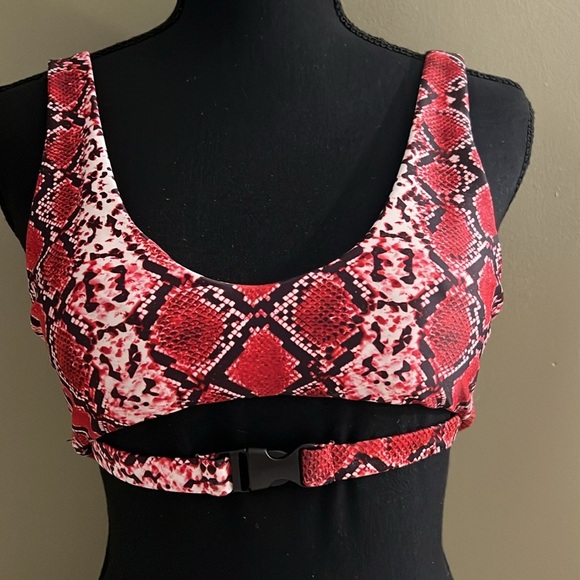 Red & Black Snake Print/ Buckle Detail Bikini Set - Picture 2 of 3